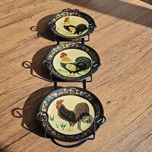 Decorative Rooster Plates with Stand